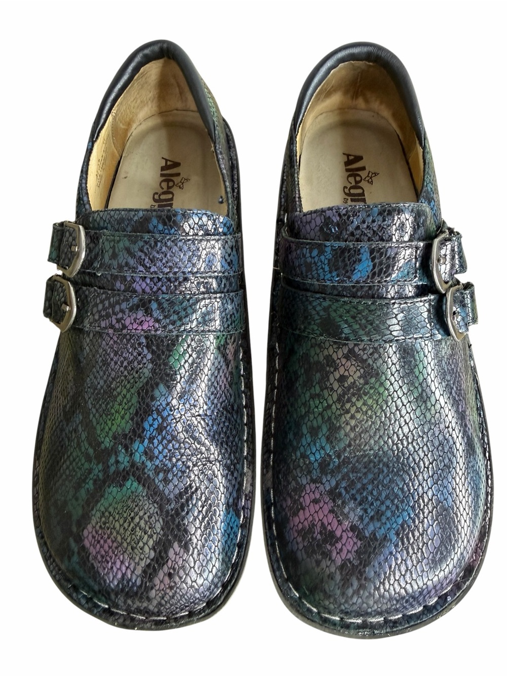 Alegria Classic Clog size 41/10.5/11 Multicolor Metallic Snakeskin Leather Shoes